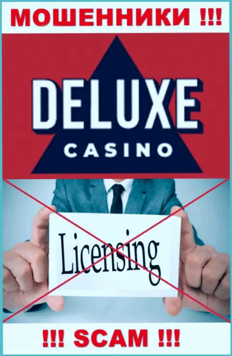 Отсутствие лицензии у организации Deluxe-Casino Com, только доказывает, что это internet-шулера