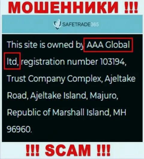 AAA Global ltd - это контора, которая управляет internet-мошенниками SafeTrade365