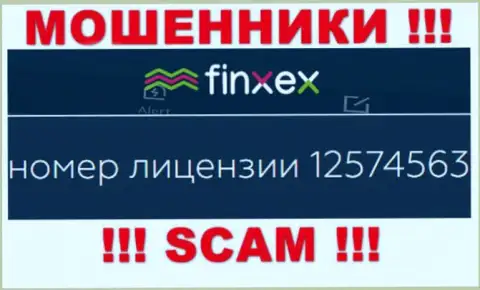 Finxex Com скрывают свою мошенническую суть, размещая на своем сайте лицензионный документ