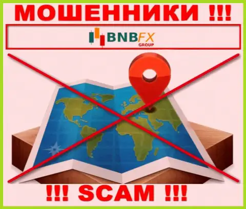 На интернет-ресурсе BNB-FX Com отсутствует информация относительно юрисдикции указанной конторы