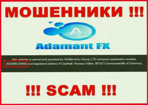 Регистрационный номер интернет мошенников Адамант ФХ, с которыми крайне опасно работать - 2020/IBC00080