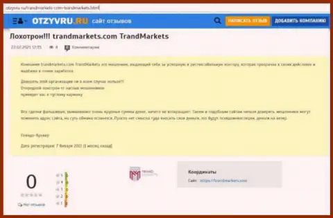 Обзор и рассуждения о конторе TrandMarkets Com - ВОРЮГИ !!!