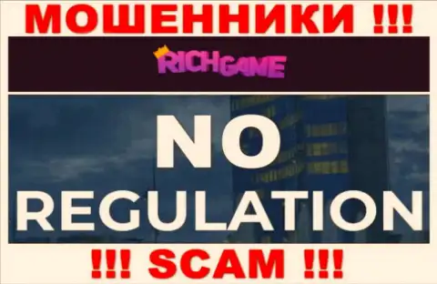 У компании Rich Game, на интернет-ресурсе, не представлены ни регулятор их работы, ни лицензионный документ