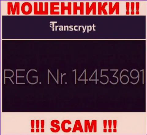 Регистрационный номер компании, которая управляет Trans Crypt - 14453691