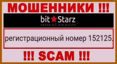 Номер регистрации организации BitStarz Com, в которую денежные активы лучше не вкладывать: 152125