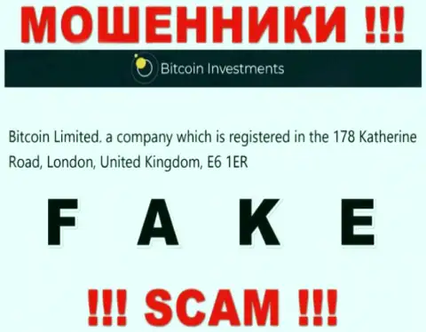 Адрес компании Bitcoin Investments на сайте - липовый !!! БУДЬТЕ ОЧЕНЬ ВНИМАТЕЛЬНЫ !
