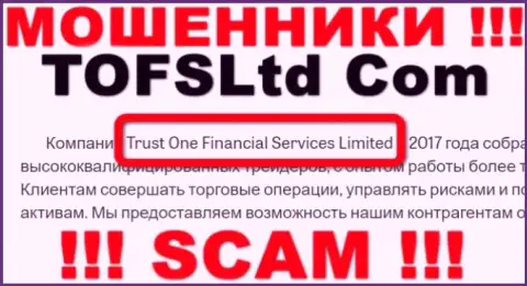 Свое юридическое лицо контора Trust One Financial Services не скрыла - это Trust One Financial Services Limited