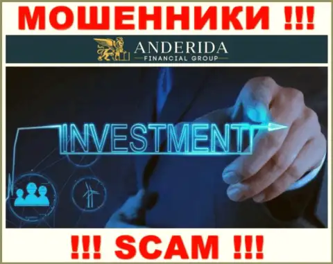 Anderida обманывают, предоставляя противоправные услуги в сфере Инвестиции