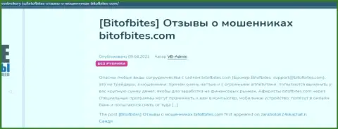 Обзорная статья с явными доказательствами слива со стороны Bitofbites Limited