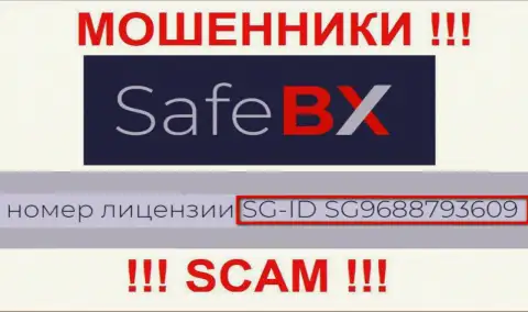 SafeBX Com, замыливая глаза людям, показали на своем интернет-портале номер их лицензии на осуществление деятельности