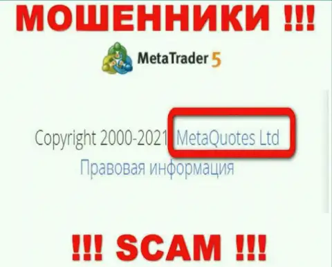 МетаКвотс Лтд - это организация, которая владеет мошенниками Meta Trader 5