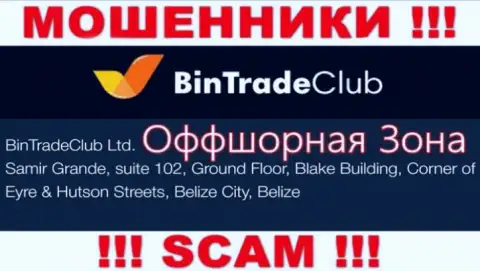 На официальном web-сервисе BinTradeClub указан адрес указанной компании - Samir Grande, suite 102, Ground Floor, Blake Building, Corner of Eyre & Hutson Streets, Belize City, Belize (оффшор)