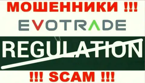 На информационном сервисе мошенников EvoTrade Com нет ни слова о регуляторе указанной конторы !!!