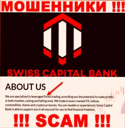 Форекс - именно в указанном направлении оказывают услуги интернет-мошенники Swiss Capital Bank