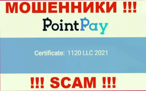 Регистрационный номер ПоинтПей, который указан жуликами у них на веб-сайте: 1120 LLC 2021