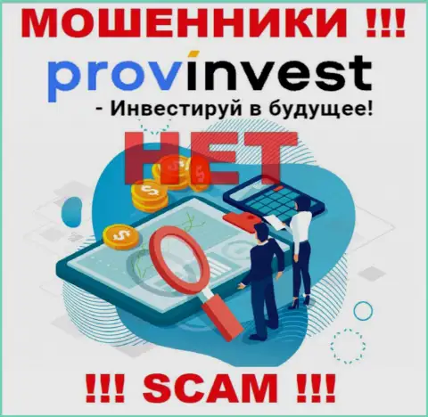 Информацию об регулирующем органе организации ProvInvest не разыскать ни у них на сайте, ни во всемирной сети интернет