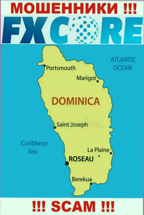 FX Core Trade - это интернет-мошенники, их адрес регистрации на территории Commonwealth of Dominica
