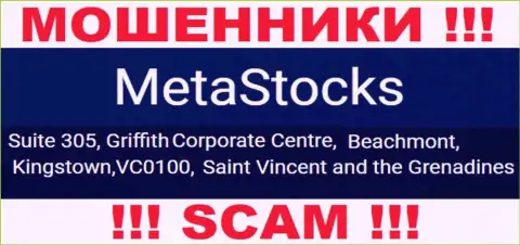 На официальном ресурсе MetaStocks указан адрес указанной организации - Сьюит 305, Корпоративный Центр Гриффитш, Кингстаун, VC0100, Сент-Винсент и Гренадины (офшор)