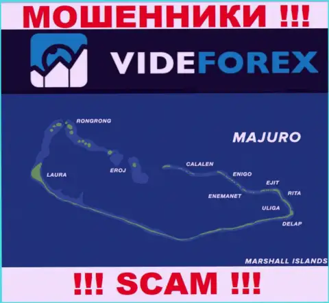 Контора VideForex имеет регистрацию довольно далеко от своих клиентов на территории Majuro, Marshall Islands