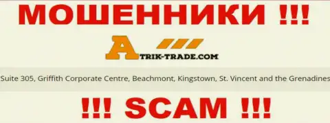 Перейдя на сайт Atrik Trade сможете заметить, что пустили корни они в оффшорной зоне: Suite 305, Griffith Corporate Centre, Beachmont, Kingstown, St. Vincent and the Grenadines - это ВОРЫ !!!