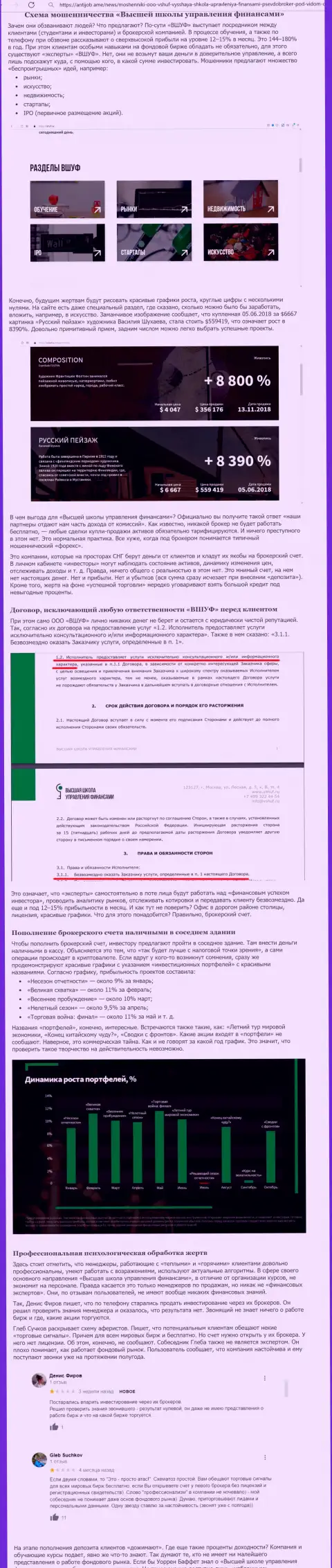 Обзор мошеннических комбинаций и отзывы о организации ВШУФ - это МОШЕННИКИ !!!