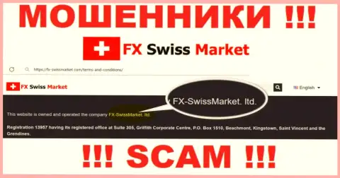 Информация о юр. лице internet мошенников FXSwiss Market