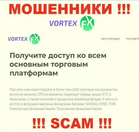 Брокер - это сфера деятельности internet-мошенников Vortex-FX Com