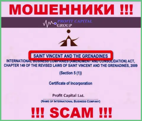 Юридическое место регистрации интернет-жуликов Profit Capital Group - St. Vincent and the Grenadines