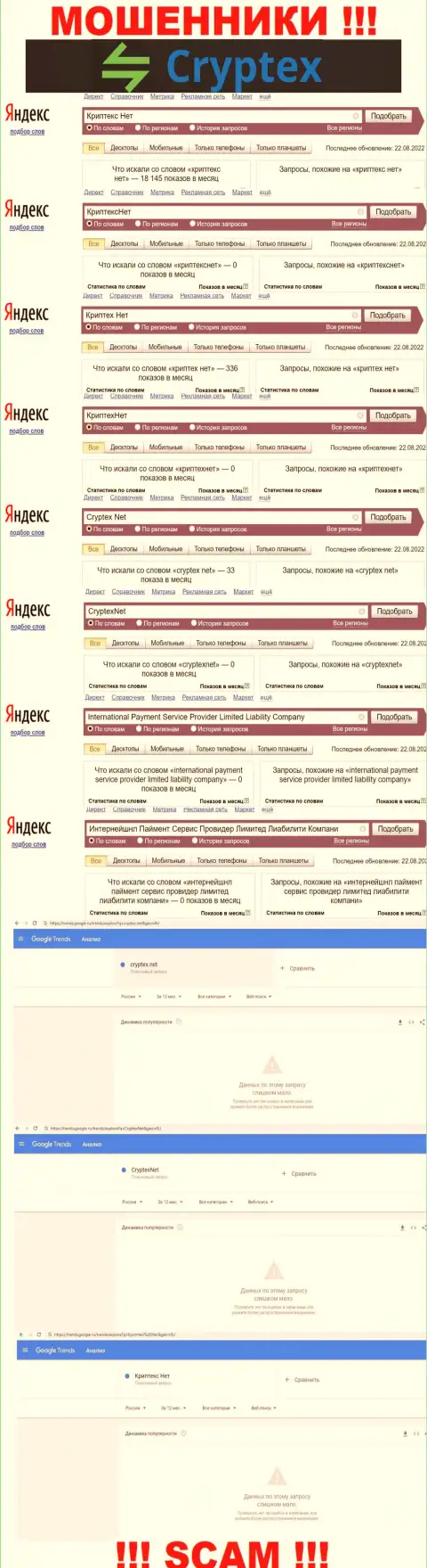 Скриншот итога поисковых запросов по противоправно действующей организации Интернейшнл Паймент Сервис Провидер Лимитед Лиабилити Компани