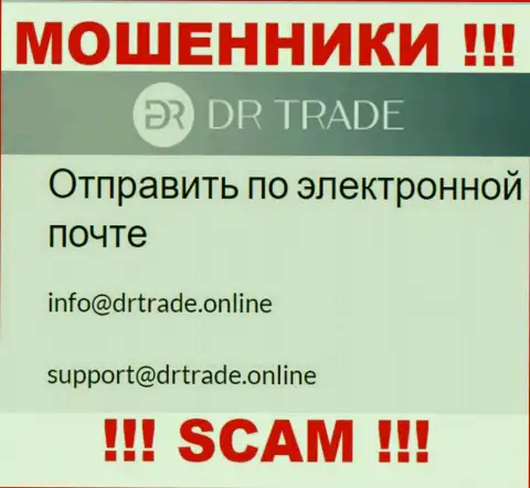 Не отправляйте сообщение на е-майл жуликов DRTrade Online, размещенный у них на сайте в разделе контактов - это очень опасно