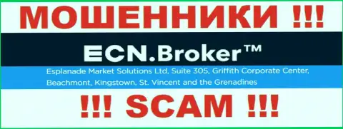Мошенническая контора ECNBroker расположена в офшоре по адресу: Сьюит 305, Корпоративный центр Гриффита, Бичмонт, Кингстаун, Сент-Винсент и Гренадины, будьте бдительны