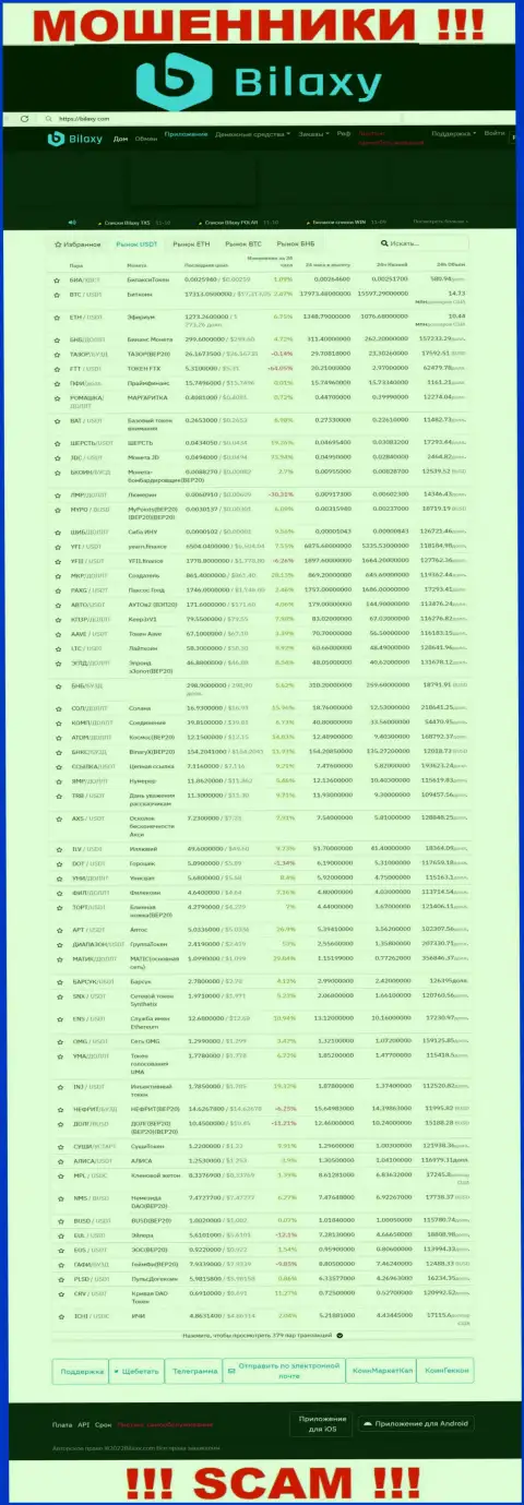 Вид официальной веб страницы противозаконно действующей конторы Bilaxy