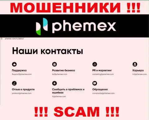 Не надо связываться с мошенниками PhemEX через их e-mail, расположенный на их сайте - сольют