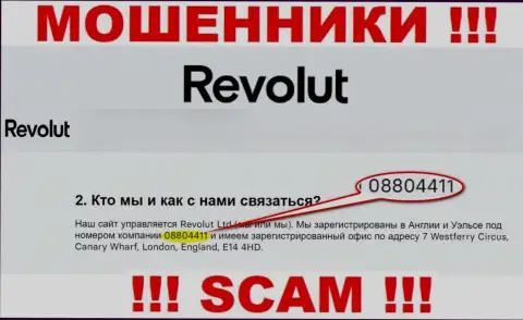 Будьте крайне бдительны, наличие регистрационного номера у компании Revolut (08804411) может быть ловушкой