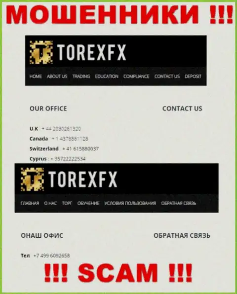 В запасе у интернет мошенников из TorexFX припасен не один номер телефона